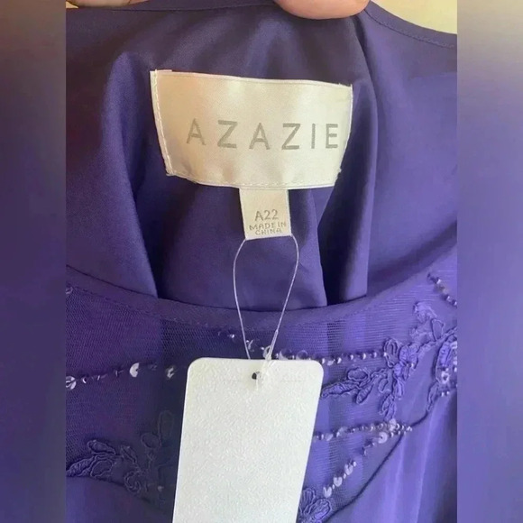 Azazie Mother of the Bride Jumpsuit Pantsuit Sequins Chiffon Dress Royal Purple - Picture 6 of 9